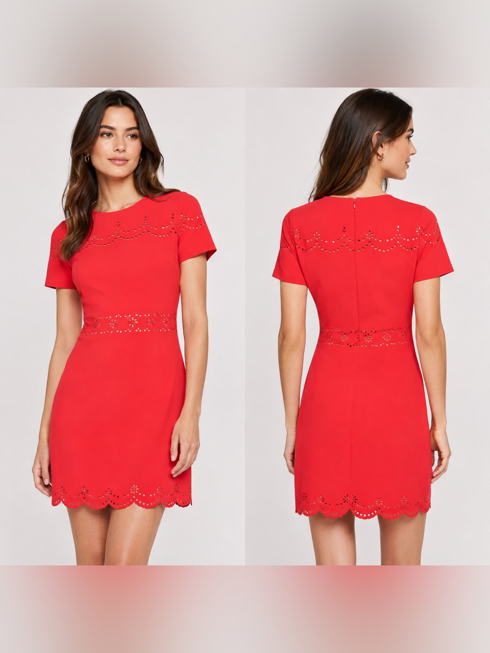 Likely Manhattan Eyelet Sheath Dress | Red | Size 8